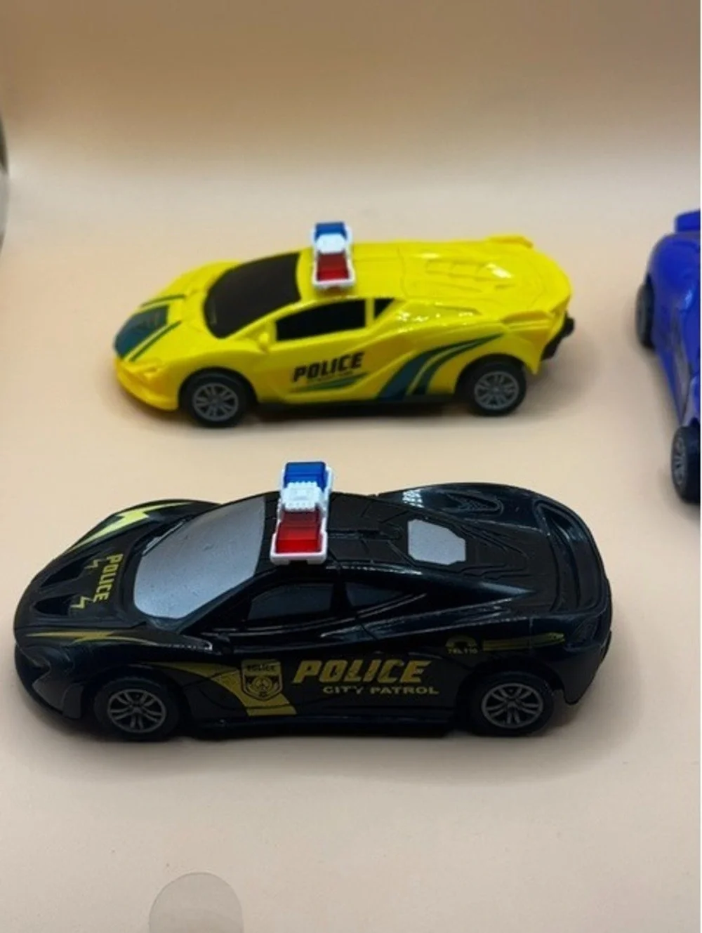 4 Pack Lamborghini-Style Pullback Police Toy Car Bundle New
